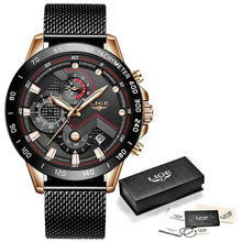 Load image into Gallery viewer, LIGE Fashion Mens Watches Top Brand Luxury WristWatch Quartz Clock Blue Watch Men Waterproof Sport Chronograph Relogio Masculino