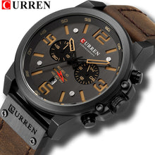 Load image into Gallery viewer, CURREN Mens Watches Top Luxury Brand Waterproof Sport Wrist Watch Chronograph Quartz Military Genuine Leather Relogio Masculino