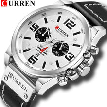 Load image into Gallery viewer, CURREN Mens Watches Top Luxury Brand Waterproof Sport Wrist Watch Chronograph Quartz Military Genuine Leather Relogio Masculino